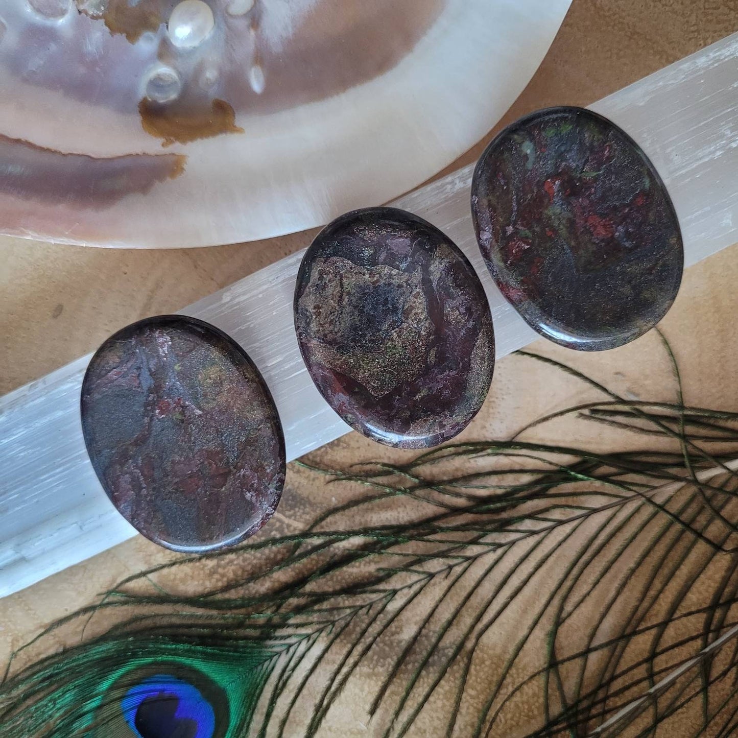 Dragons Blood Jasper worry thumb Stone crystal healing natursl stone meditation tool