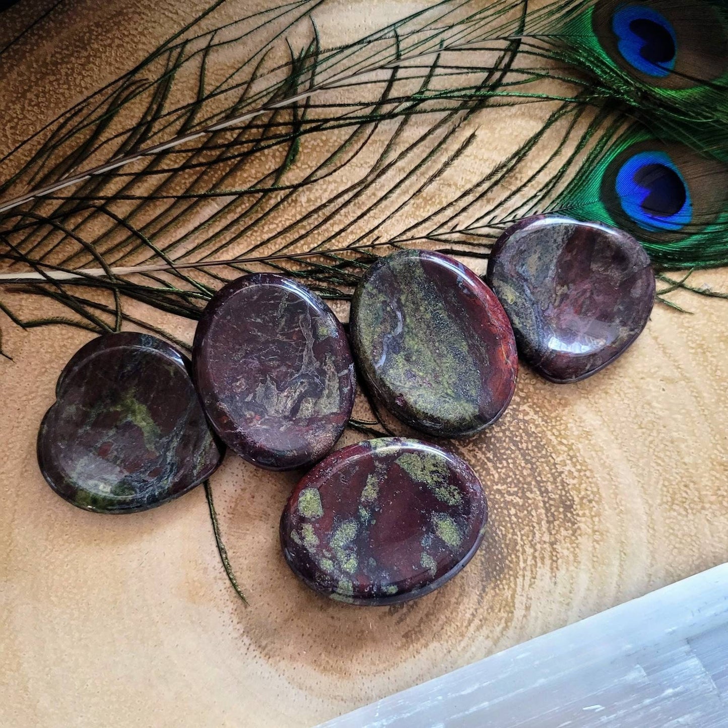 Dragons Blood Jasper worry thumb Stone crystal healing natursl stone meditation tool
