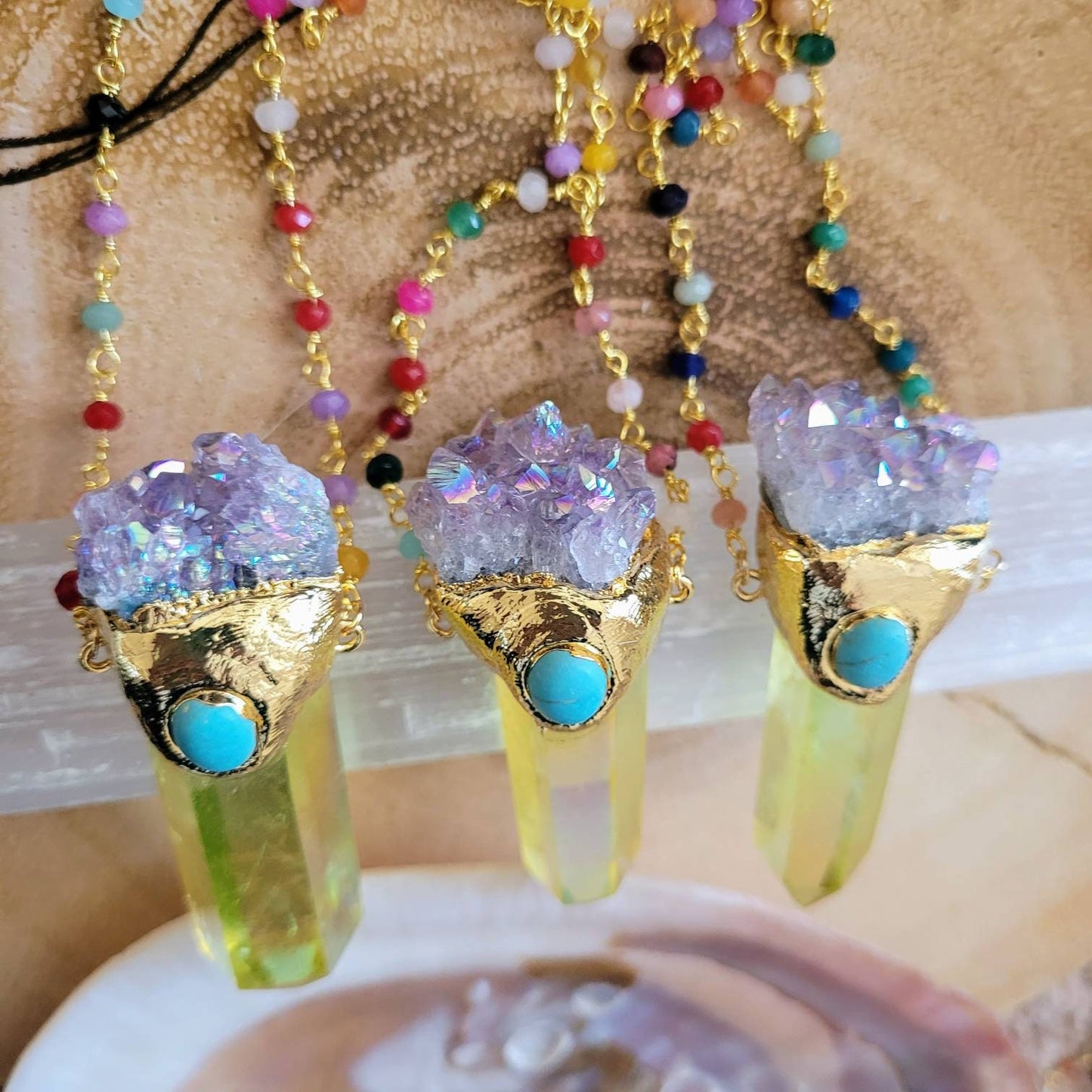 Aura Citrine Point Necklace pendant witchy natural stone jewellery crystal healing necklace for women gemstone jewelry