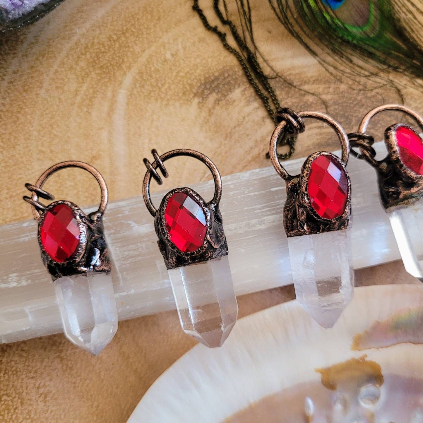 Clear Quartz point pendant necklace for woman and men crystal healing crown chakra jewellery witchy jewelry