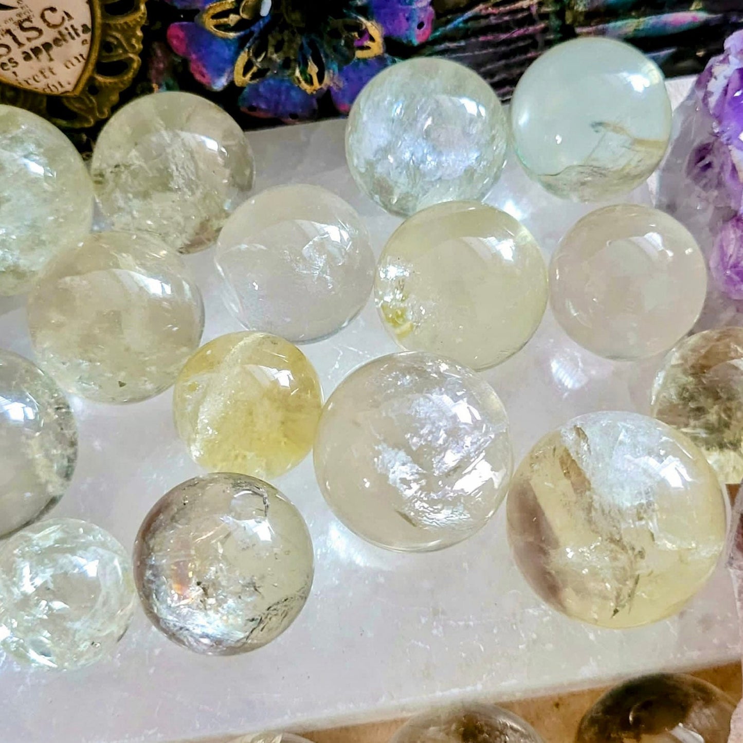 Citrine mini crystal sphere polished stone marble home decor