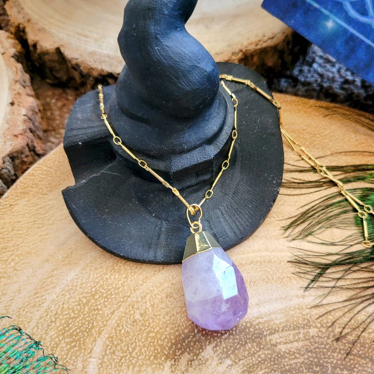 Lavender Amethyst necklace Faceted Pendant crystal healing natural stone Gift, Third Eye Chakra, Aquarius February birthstone gift for her