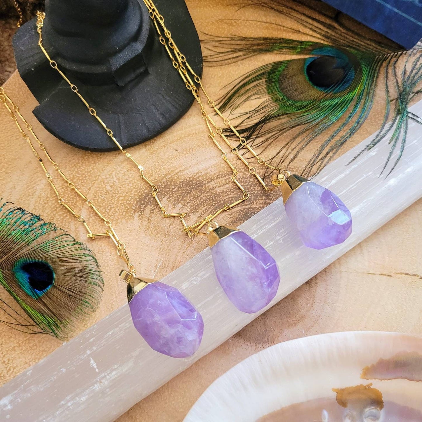 Lavender Amethyst necklace Faceted Pendant crystal healing natural stone Gift, Third Eye Chakra, Aquarius February birthstone gift for her
