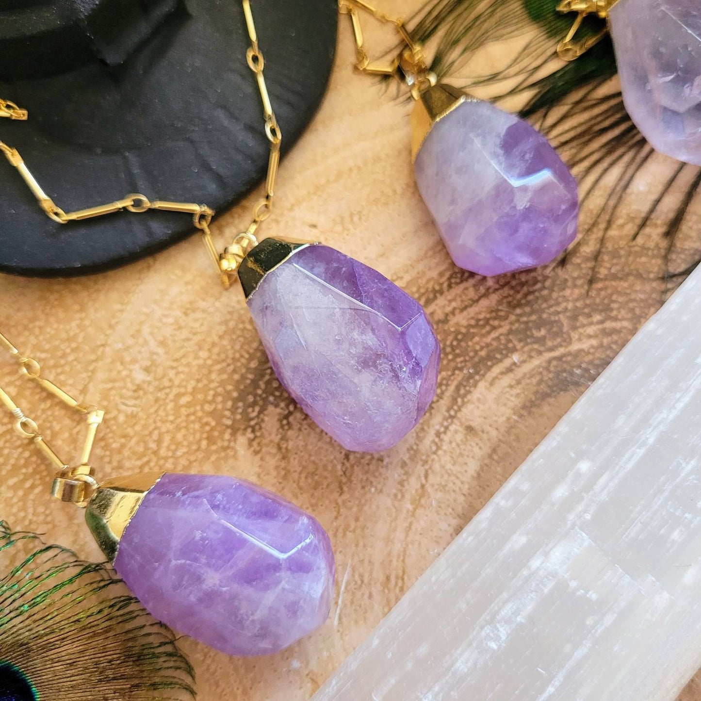 Lavender Amethyst necklace Faceted Pendant crystal healing natural stone Gift, Third Eye Chakra, Aquarius February birthstone gift for her