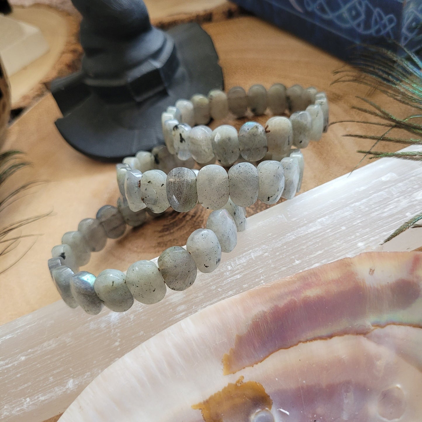 Labradorite bangle bracelet crystal healing jewellery gift for him or her witchy jewelry for men or women