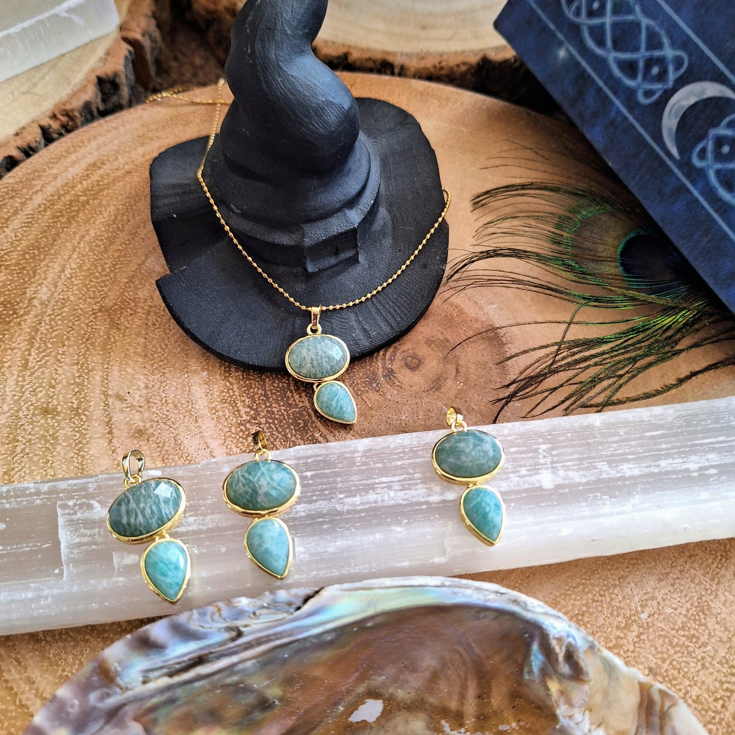 Amazonite necklace pendant crystal healing gift for him or her jewellery for women or men throat chakra jewelry
