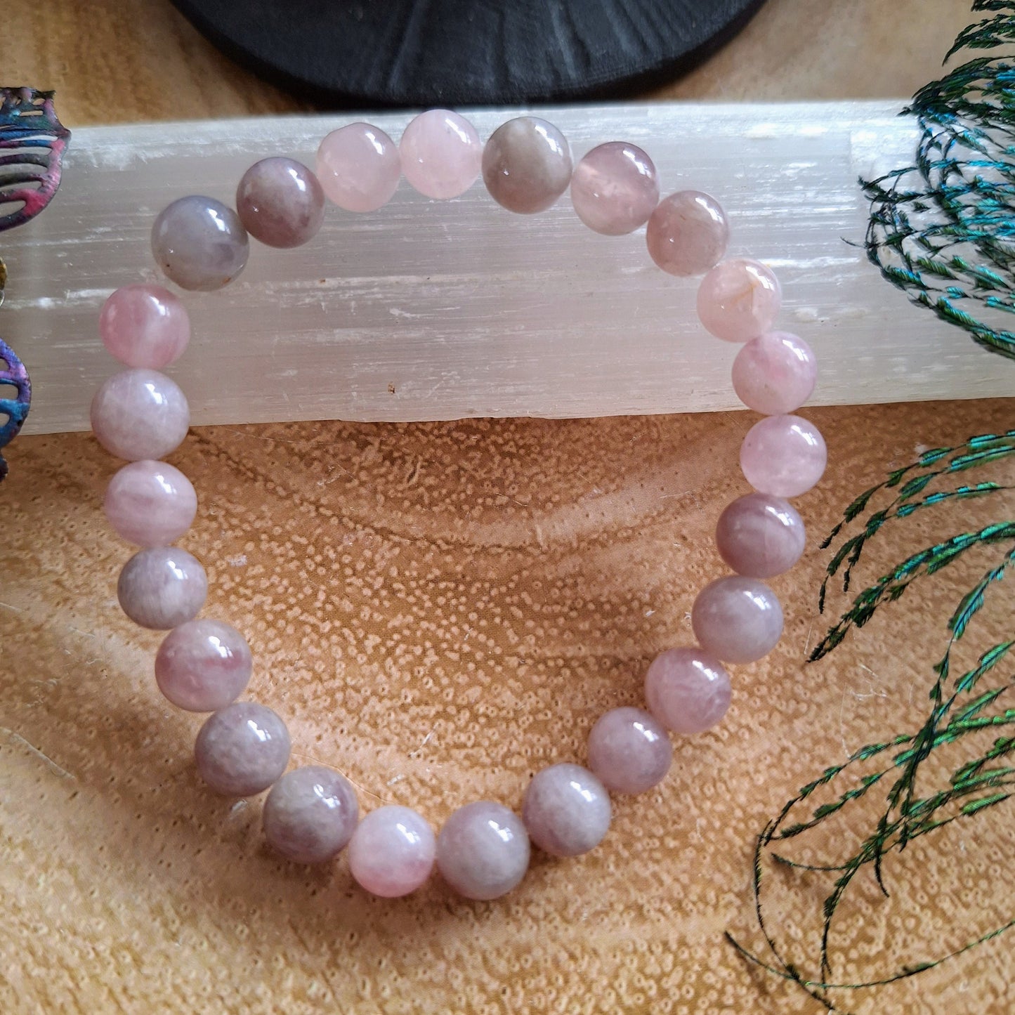 Lavender rose quartz bracelet Crystal healing natural stone gift for her stacking stretch jewellery