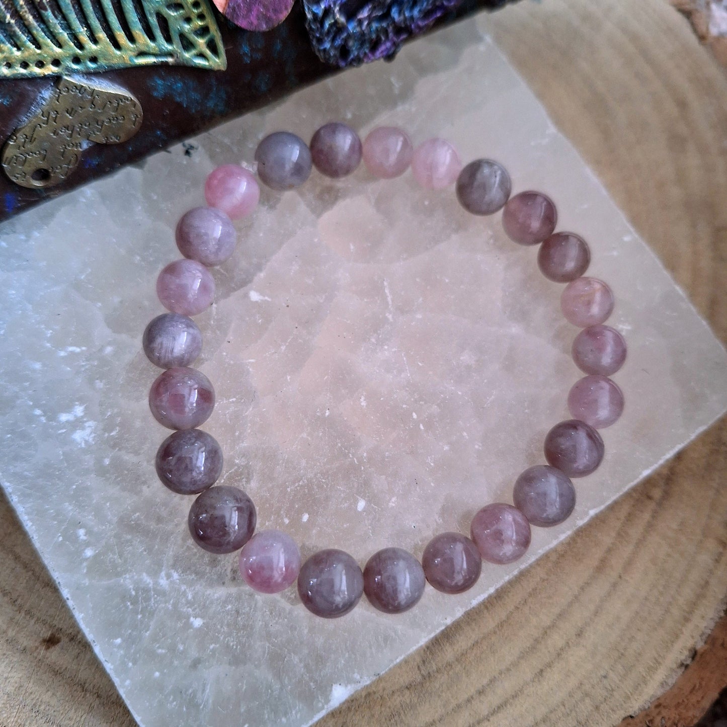 Lavender rose quartz bracelet Crystal healing natural stone gift for her stacking stretch jewellery