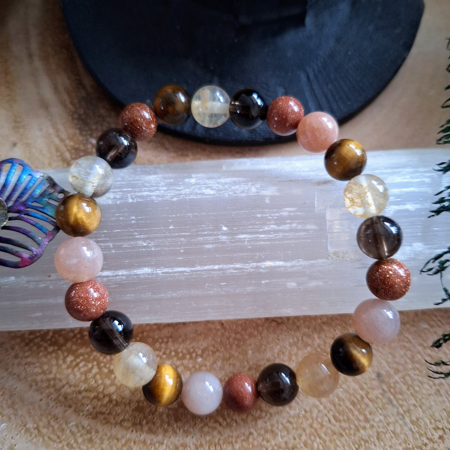 Positive thinking Bracelet crystal healing natural stone goldstone, Citrine, tigers eye, sunstone