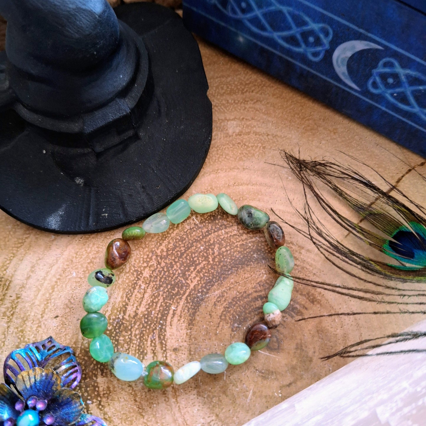 Chrysoprase bracelet nugget Stone Crystal healing natural stone stretch stacking bracelet