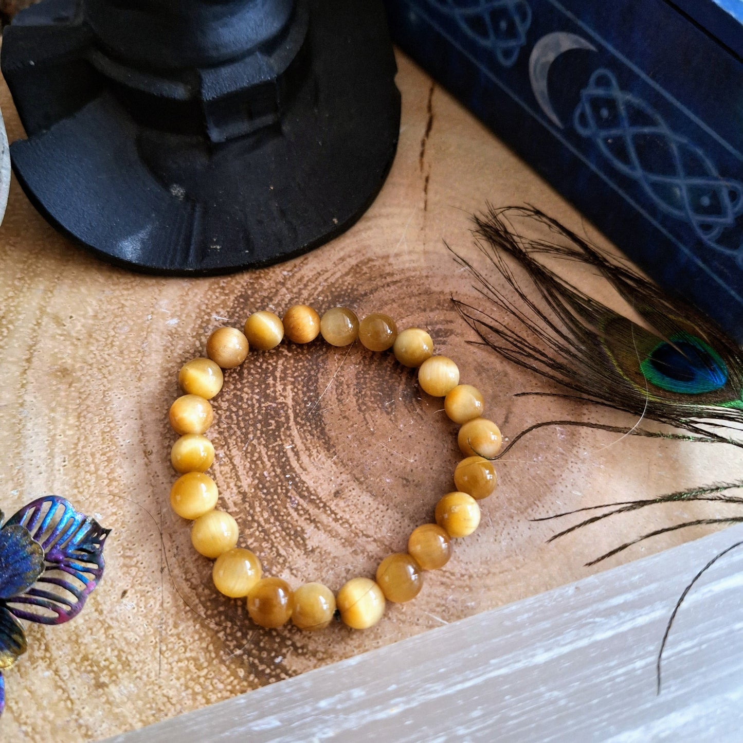 Yellow tigers eye bracelet crystal healing gift for him or her protection natural stone jewellery