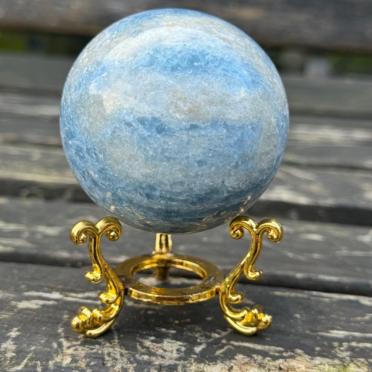 Blue Calcite Sphere Crystal Ball Home Decor Calming Energy Stone