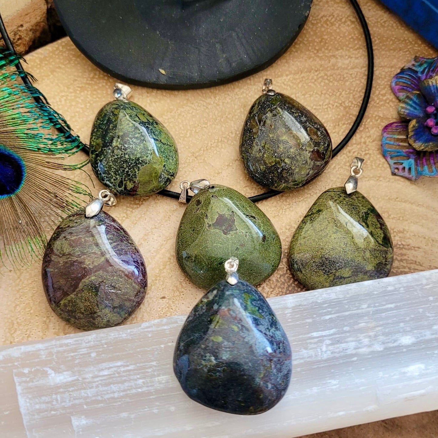 Dragons Blood Jasper Necklace pendant Crystal healing polished natural stone gift for him or her grounding jewellery for men or women