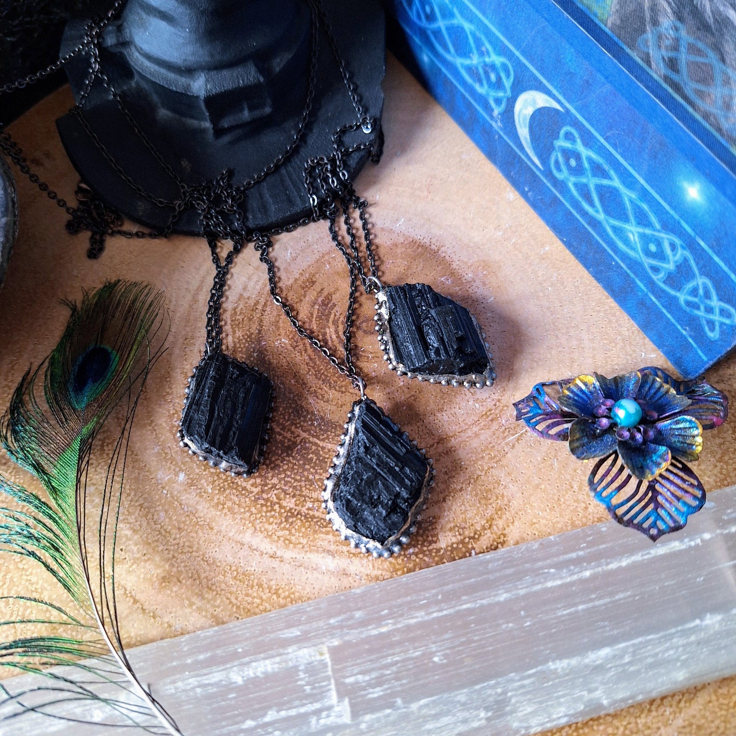 Black Tourmaline pendant necklace crystal healing protection jewellery gift fir him or her witchy jewelry for men or women