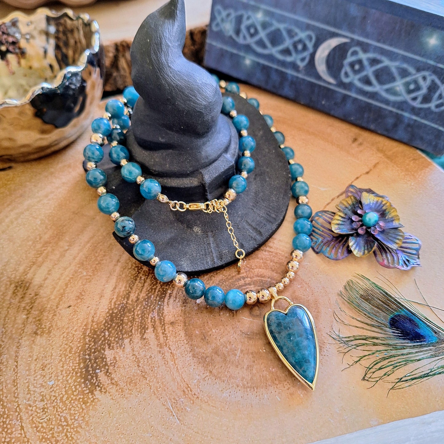 Apatite necklace Crystal healing gift for her jewellery for women witchy jewelry throat chakra