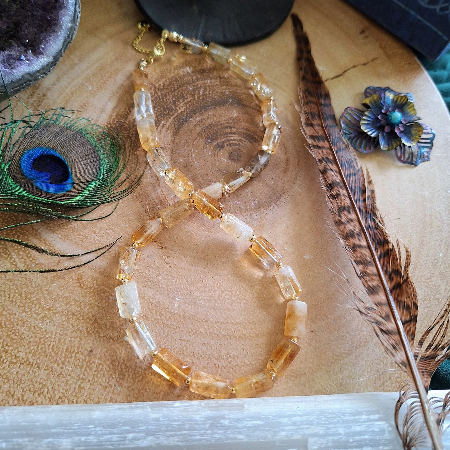 Citrine choker necklace gift for him or her crystal healing jewellery genuine crystal witchy jewelry