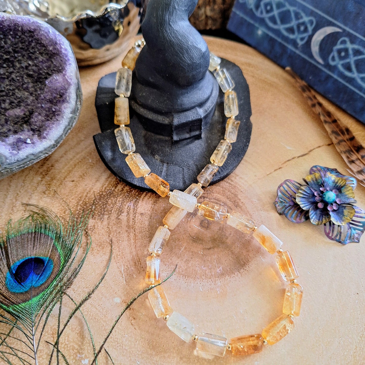 Citrine choker necklace gift for him or her crystal healing jewellery genuine crystal witchy jewelry