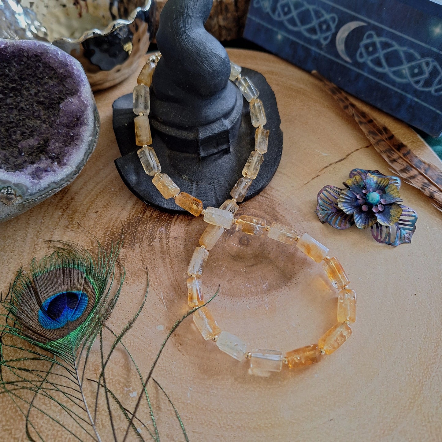 Citrine choker necklace gift for him or her crystal healing jewellery genuine crystal witchy jewelry