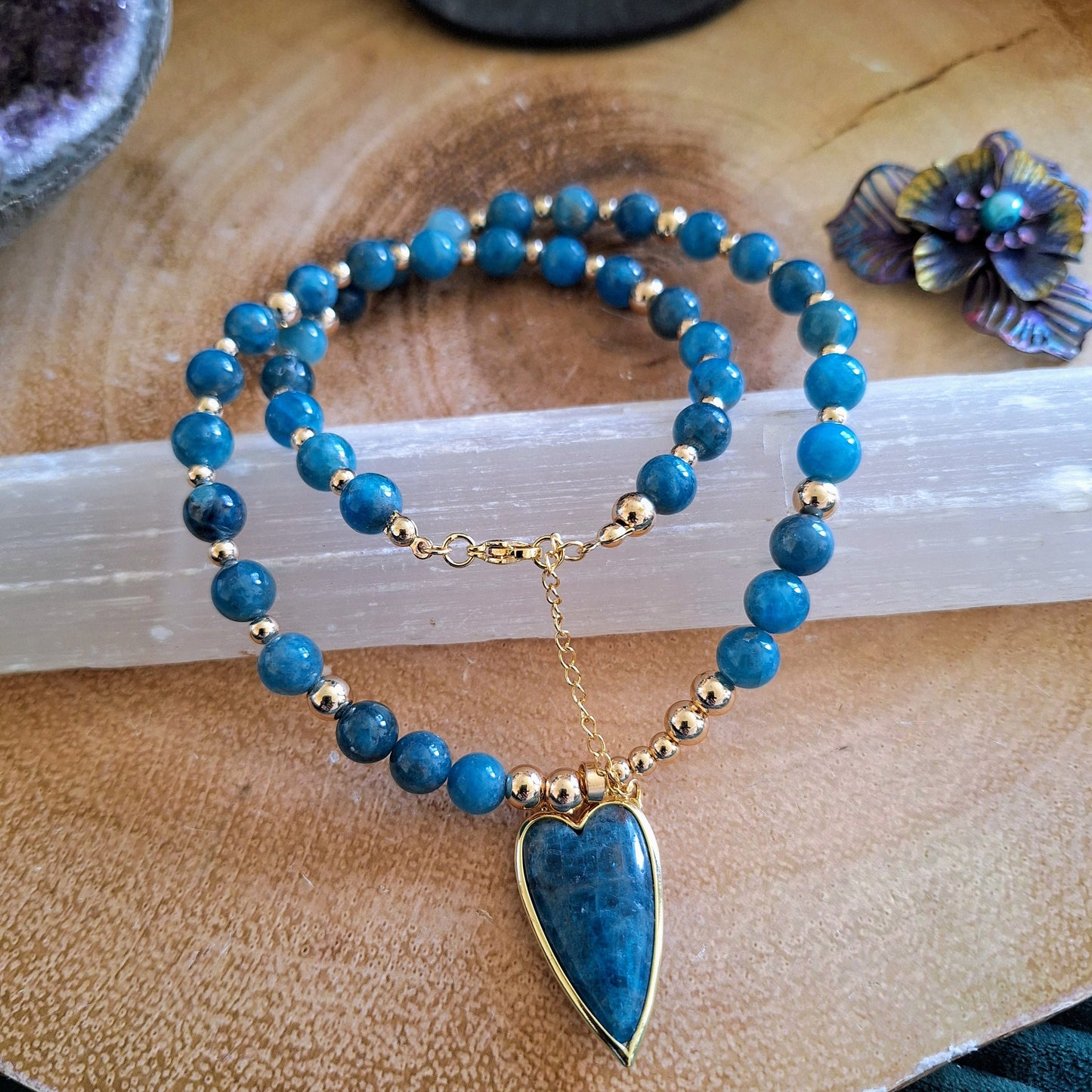 Apatite necklace Crystal healing gift for her jewellery for women witchy jewelry throat chakra