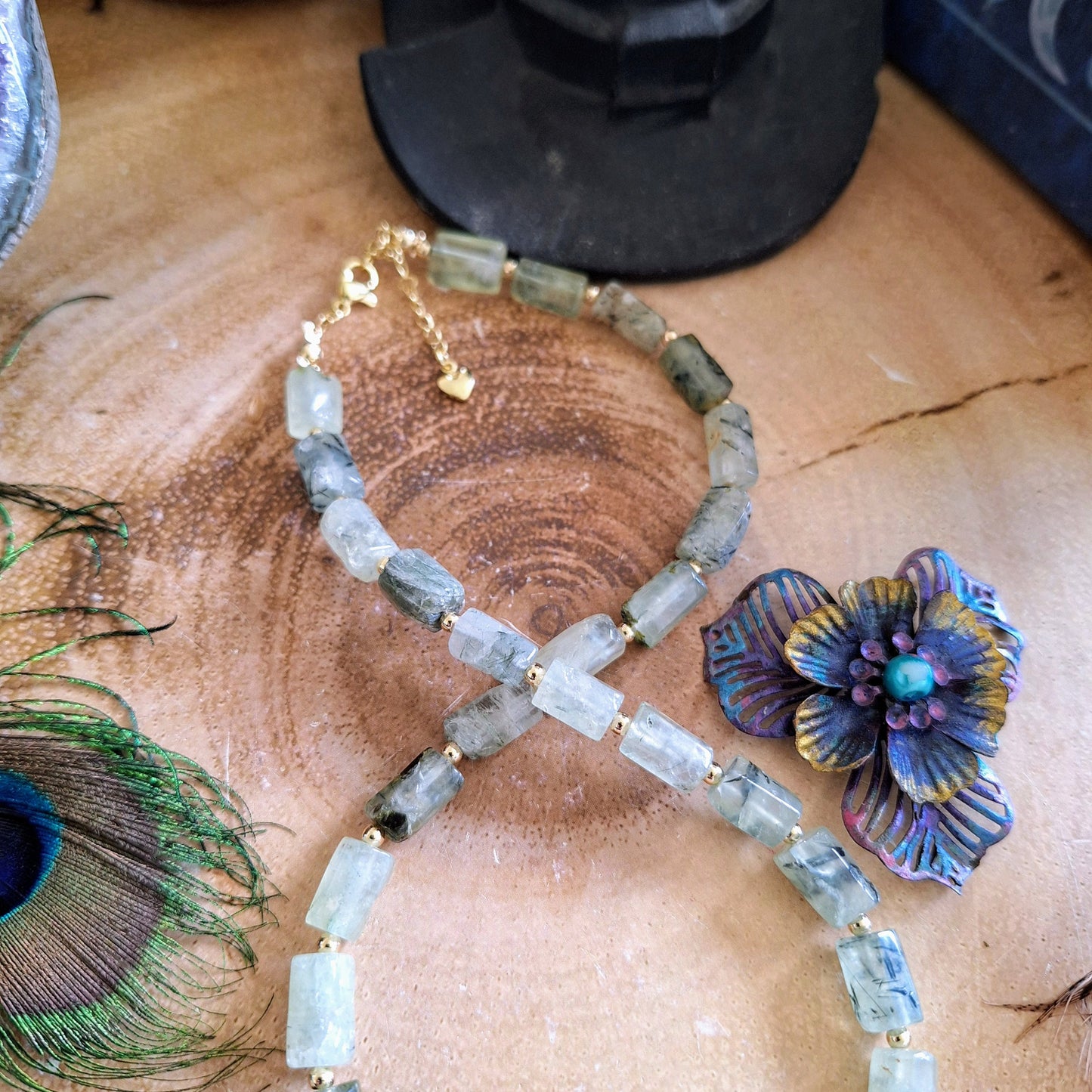 Prehnite choker necklace gift for him or her crystal healing jewellery genuine crystal witchy jewelry