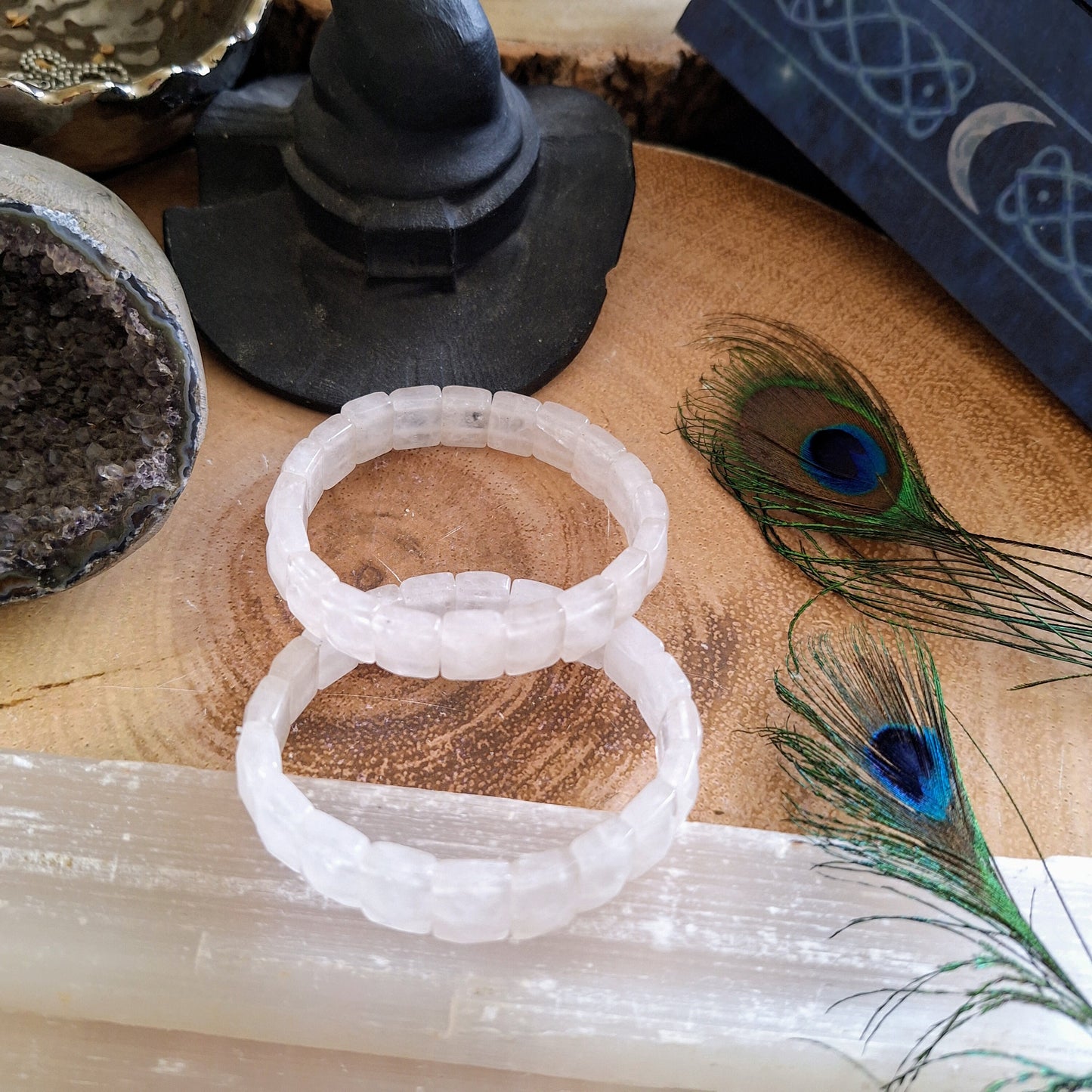 Clear quartz bangle bracelet crystal healing gift for her gemstone jewellery or women witchy jewelry