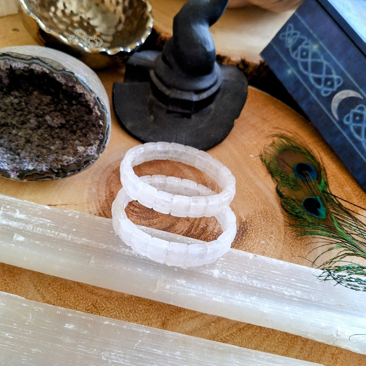 Clear quartz bangle bracelet crystal healing gift for her gemstone jewellery or women witchy jewelry