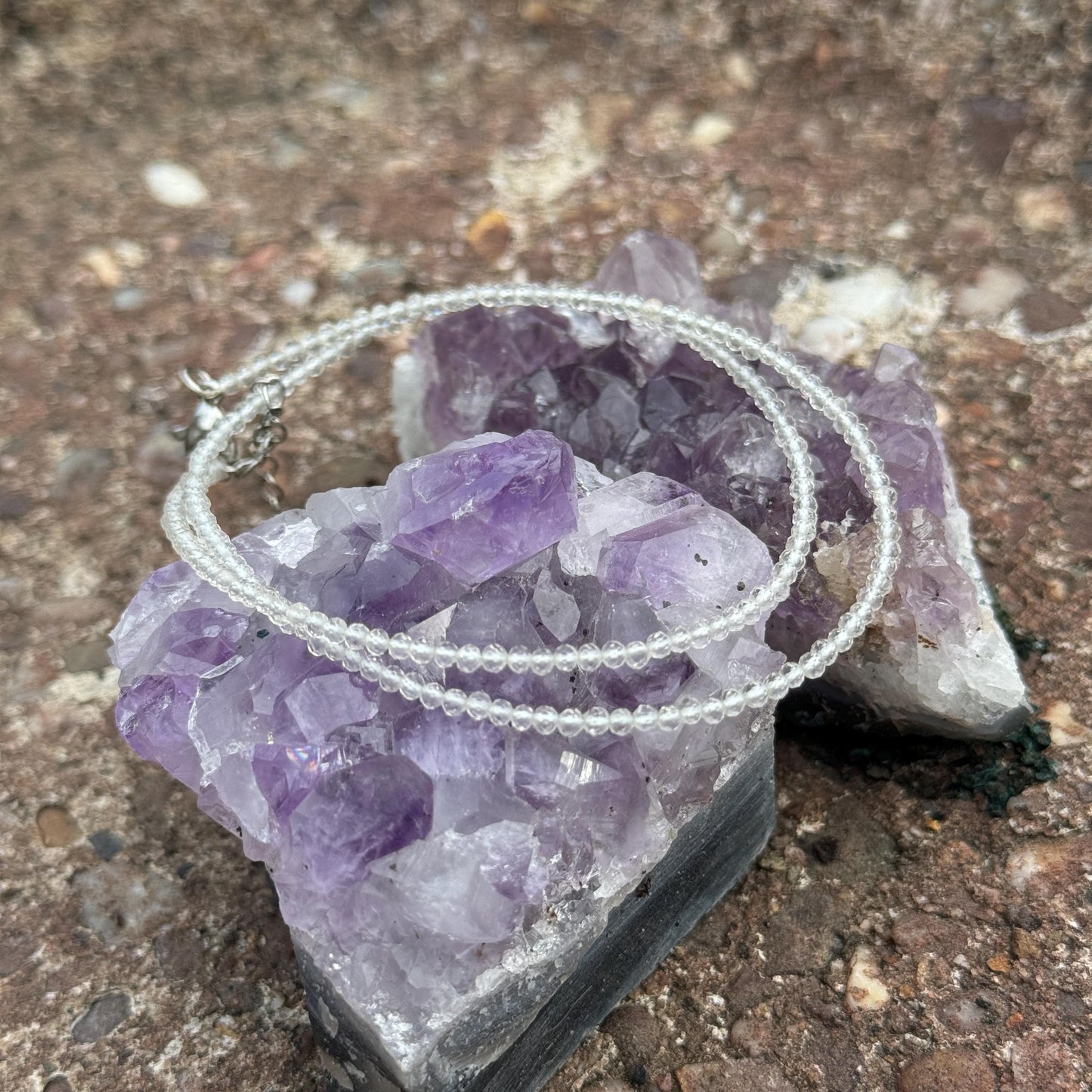 Clear Quartz choker necklace minimalist jewellery natural stone crystal jewelry