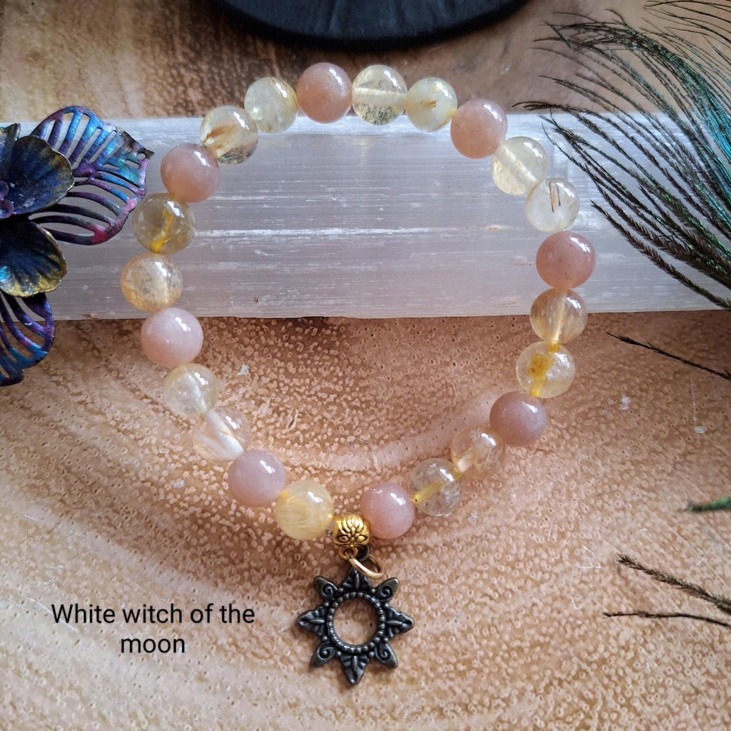 connect with the sun bracelet sunstone citrine and golden quartz encourages positivity crystal bracelet gift