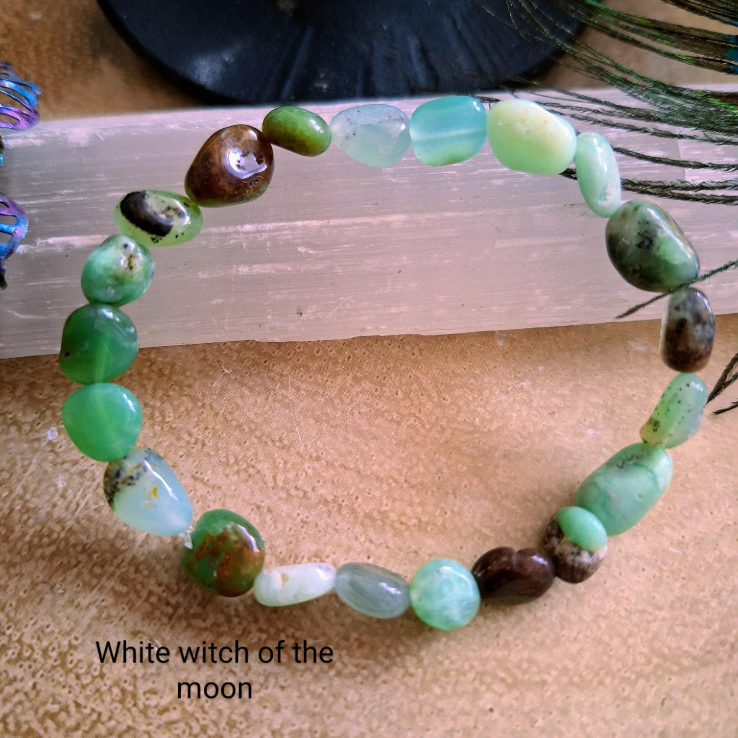 Chrysoprase bracelet nugget Stone Crystal healing natural stone stretch stacking bracelet