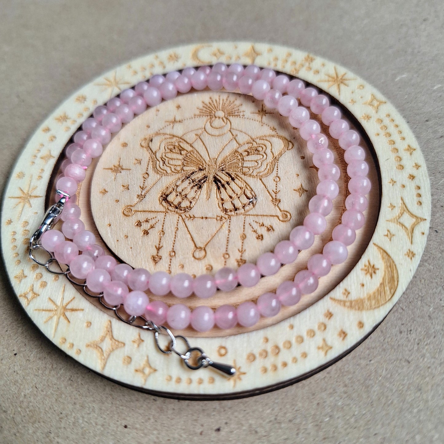 Rose quartz choker or elastic bracelet 4mm beads