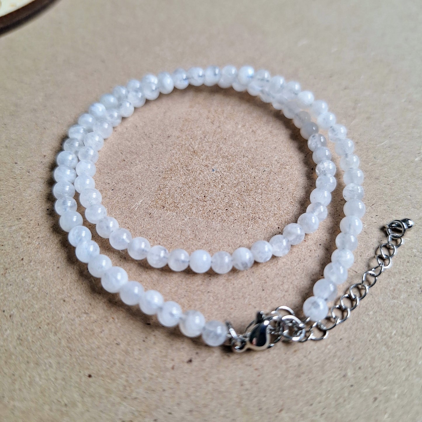 Moonstone choker necklace or elastic bracelet 4mm beads - new beginnings and fertility
