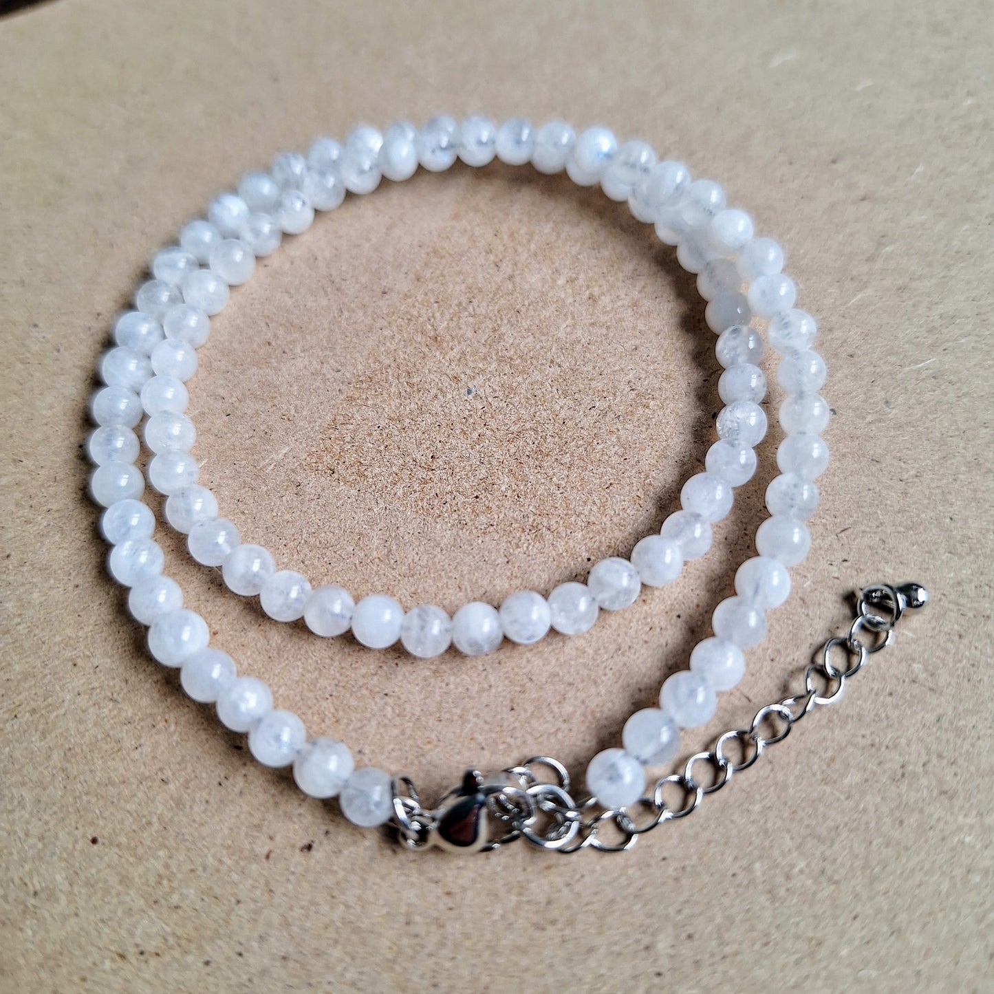 Moonstone choker necklace or elastic bracelet 4mm beads - new beginnings and fertility