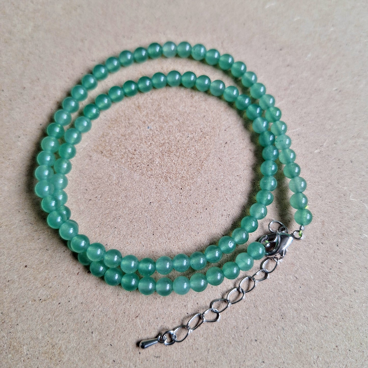 Green Aventurine 4mm bead choker necklace good luck