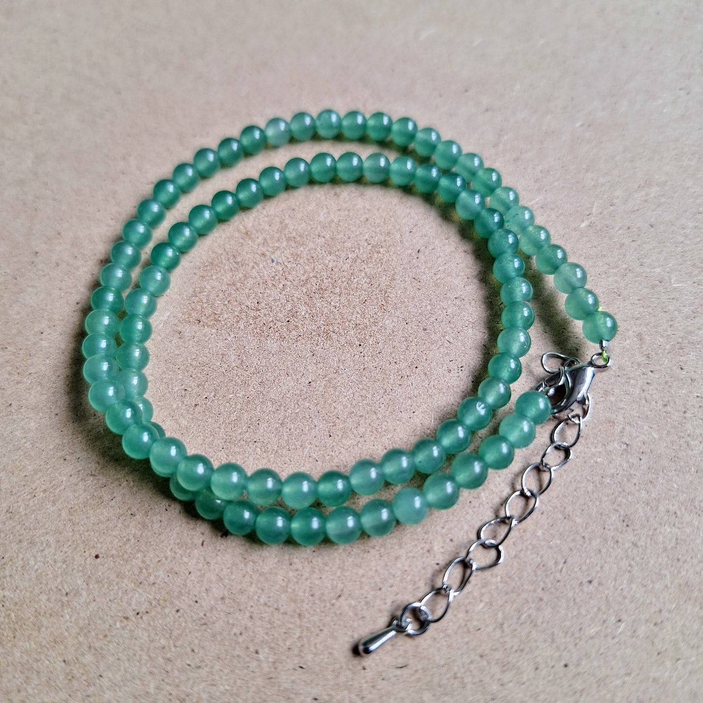 Green Aventurine 4mm bead choker necklace good luck