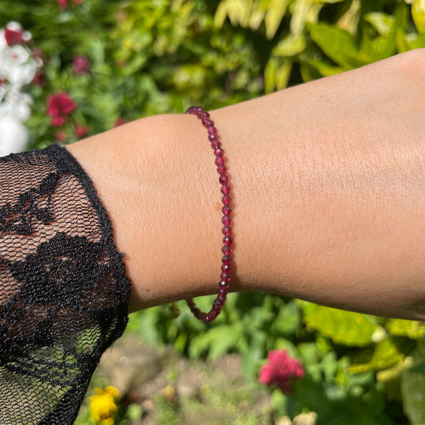 Red Garnet Adjustable Minimalist Bracelet