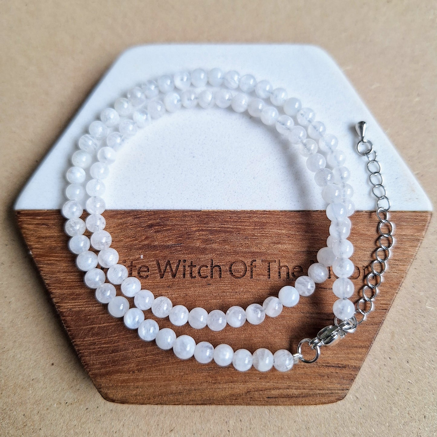 Moonstone choker necklace or elastic bracelet 4mm beads - new beginnings and fertility
