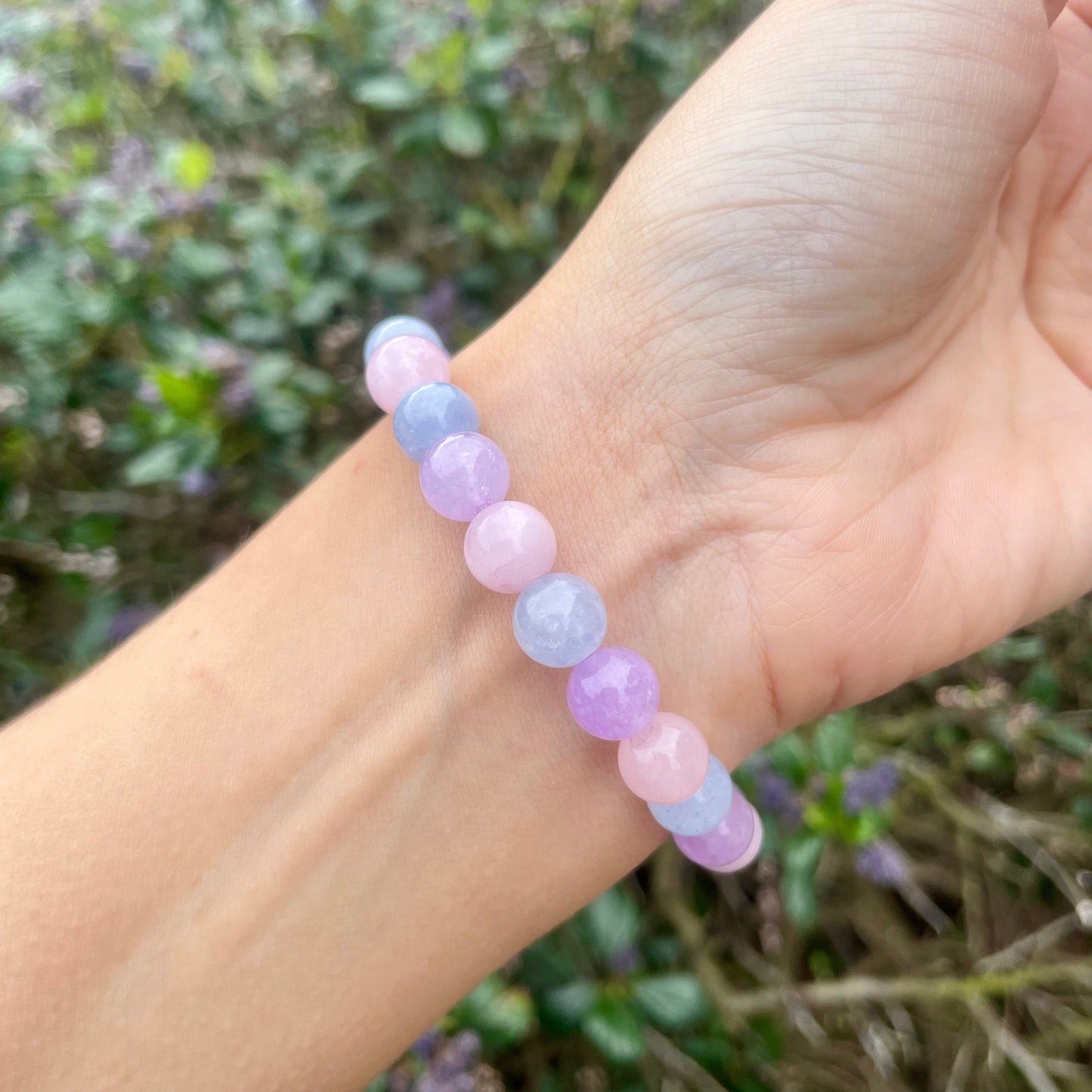 Rose Quartz, Lepidolite & Aquamarine Beaded Bracelet π©·π©΅π