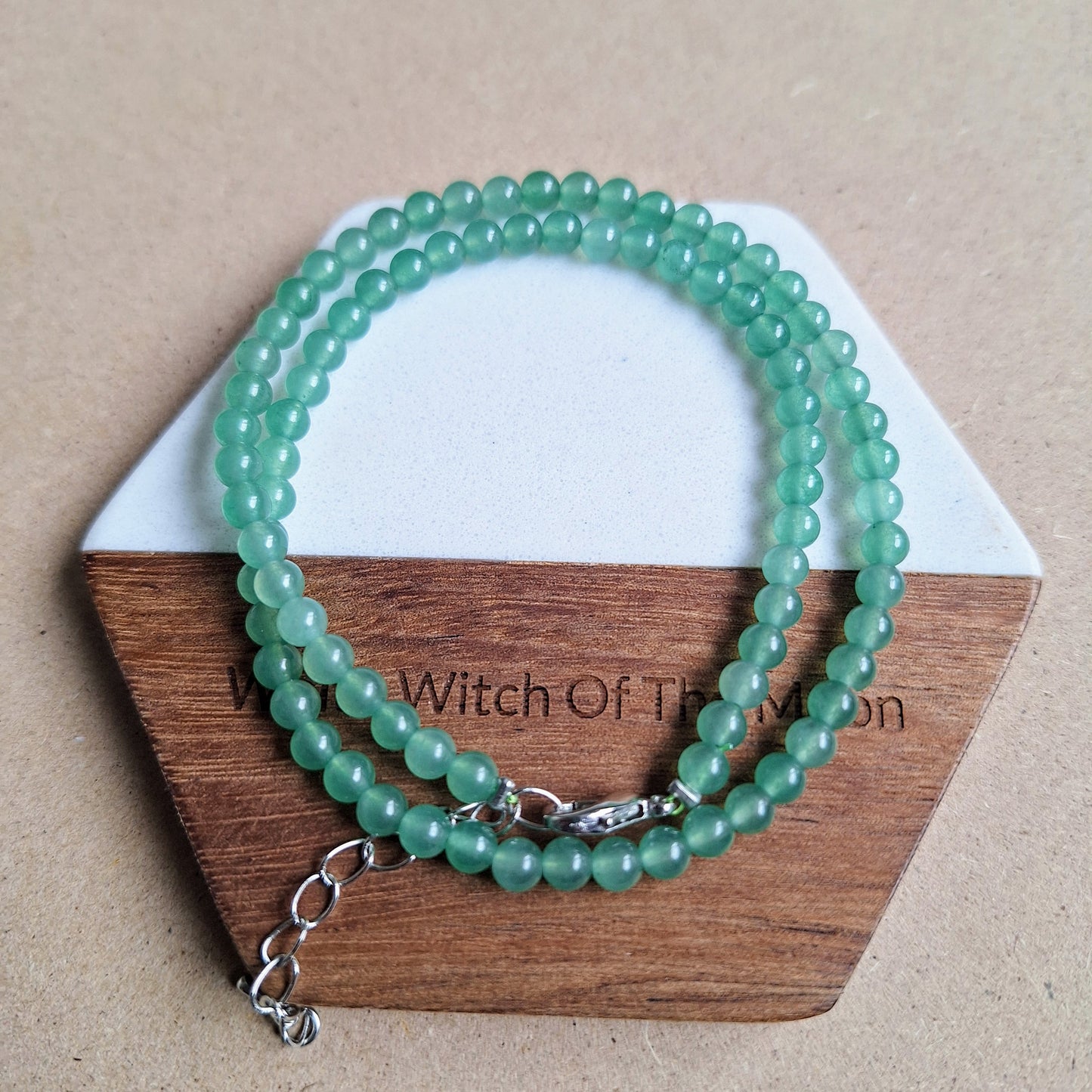 Green Aventurine 4mm bead choker necklace good luck