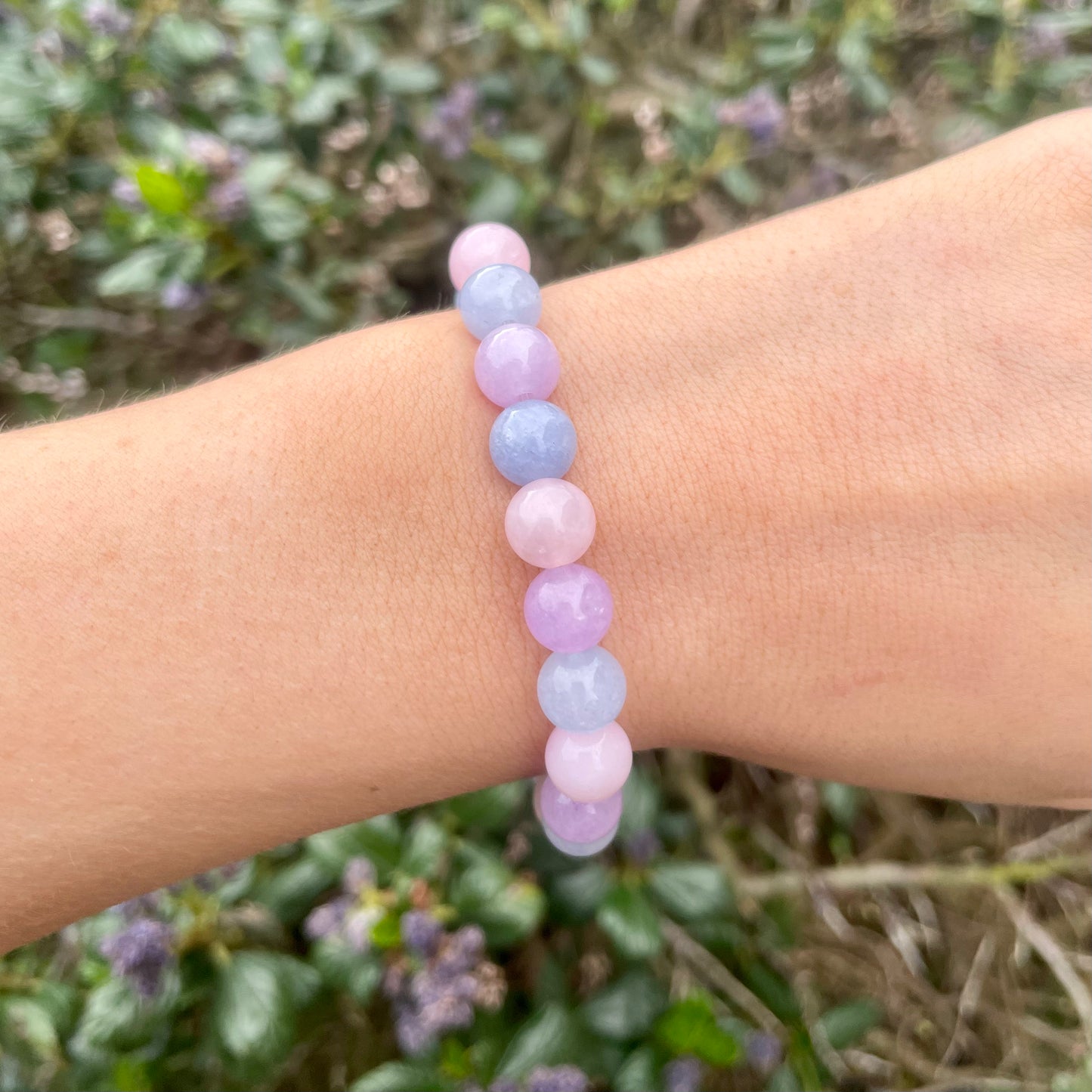 Rose Quartz, Lepidolite & Aquamarine Beaded Bracelet π©·π©΅π
