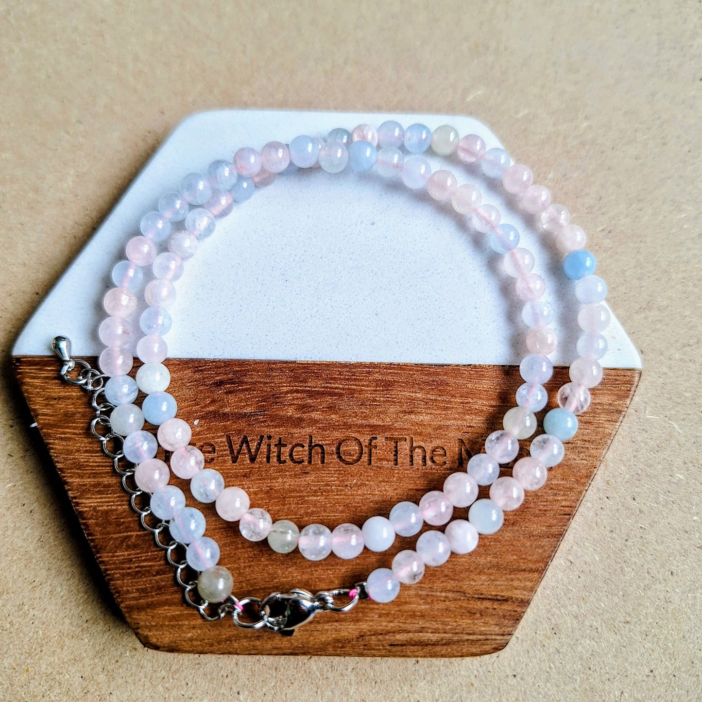 Morganite 4mm choker necklace crystal healing