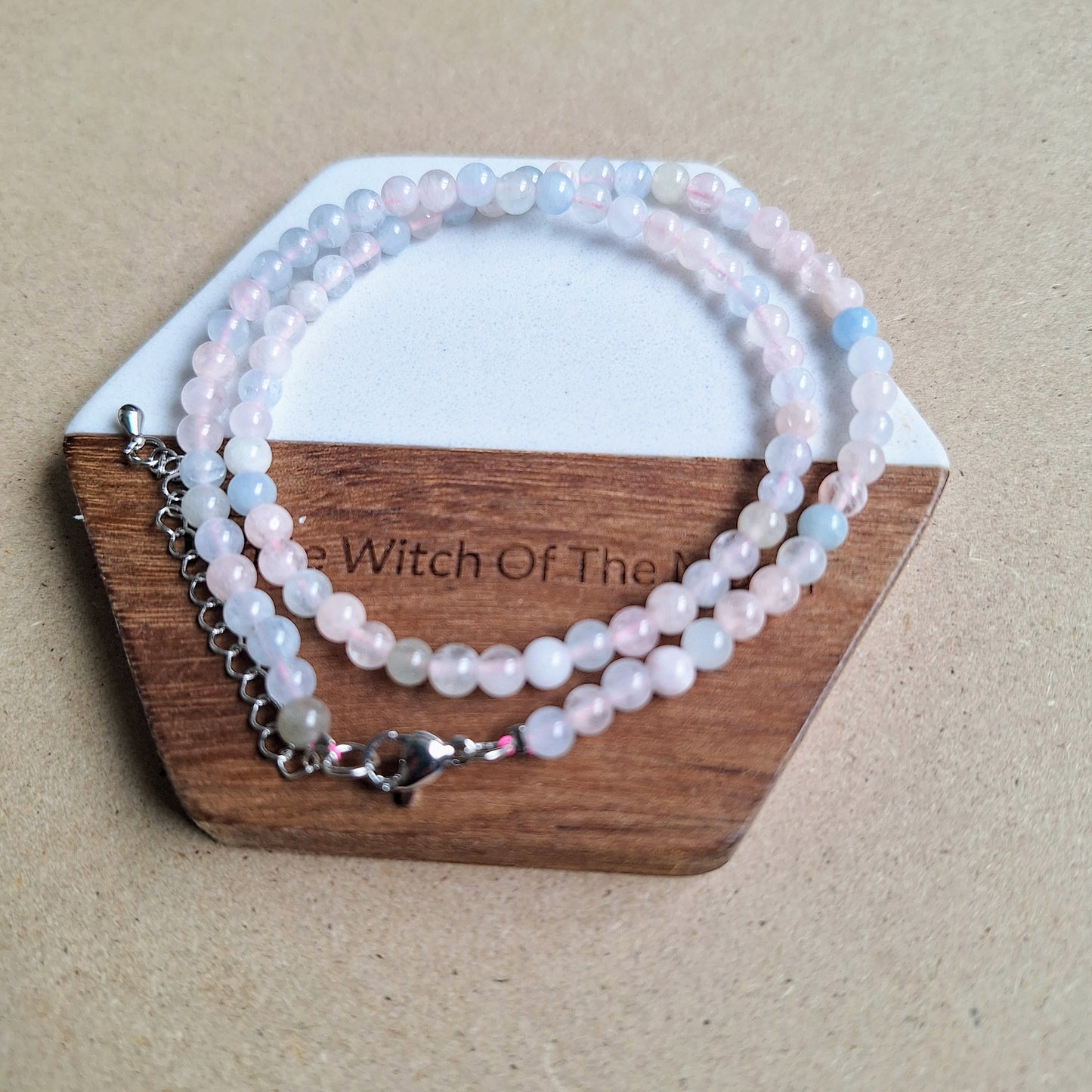 Morganite 4mm choker necklace crystal healing