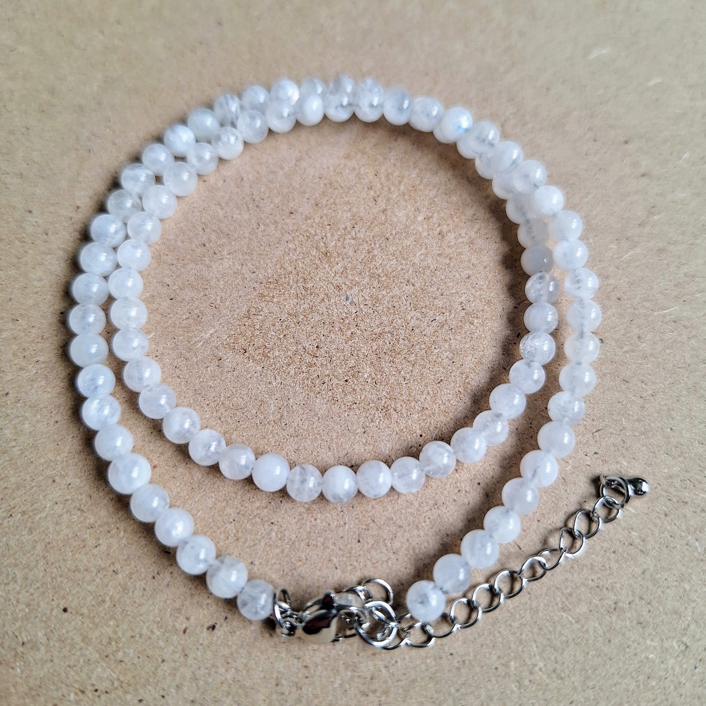 Moonstone choker necklace or elastic bracelet 4mm beads - new beginnings and fertility