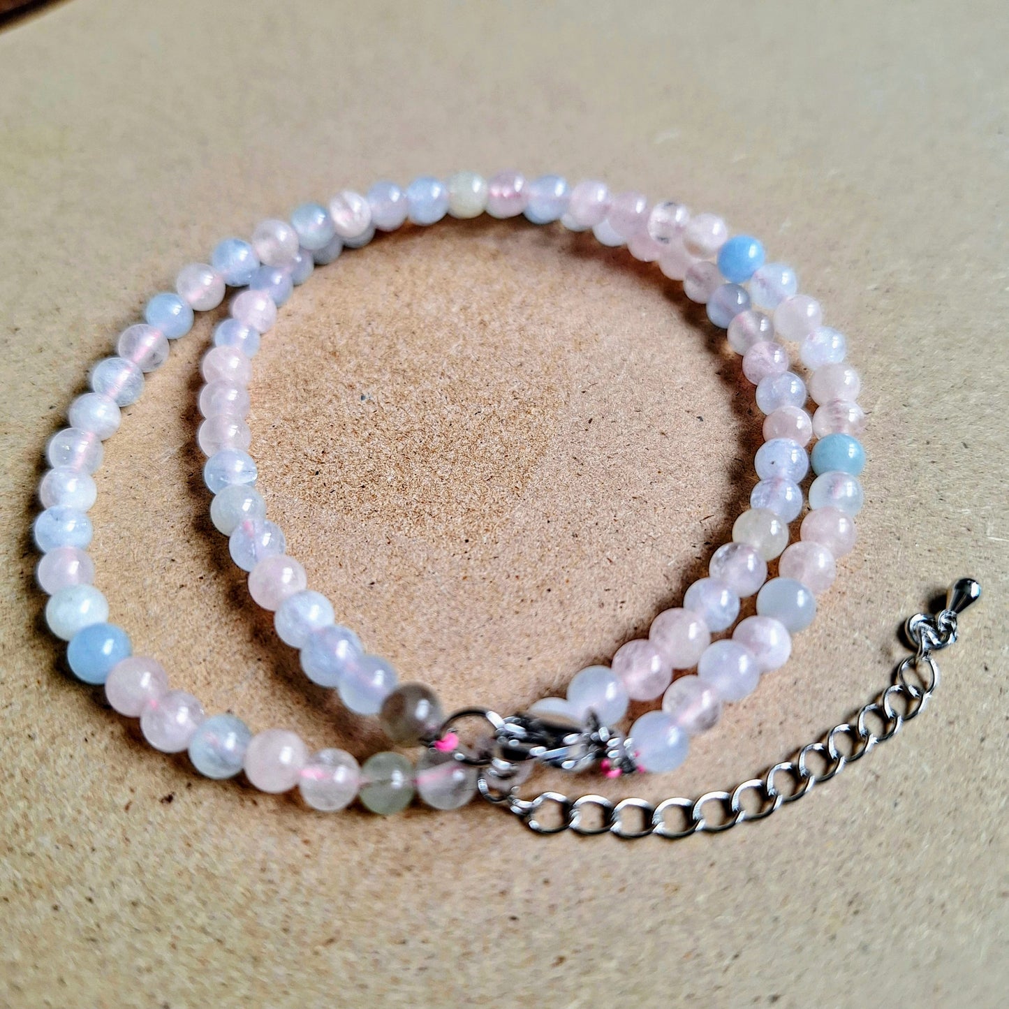 Morganite 4mm choker necklace crystal healing