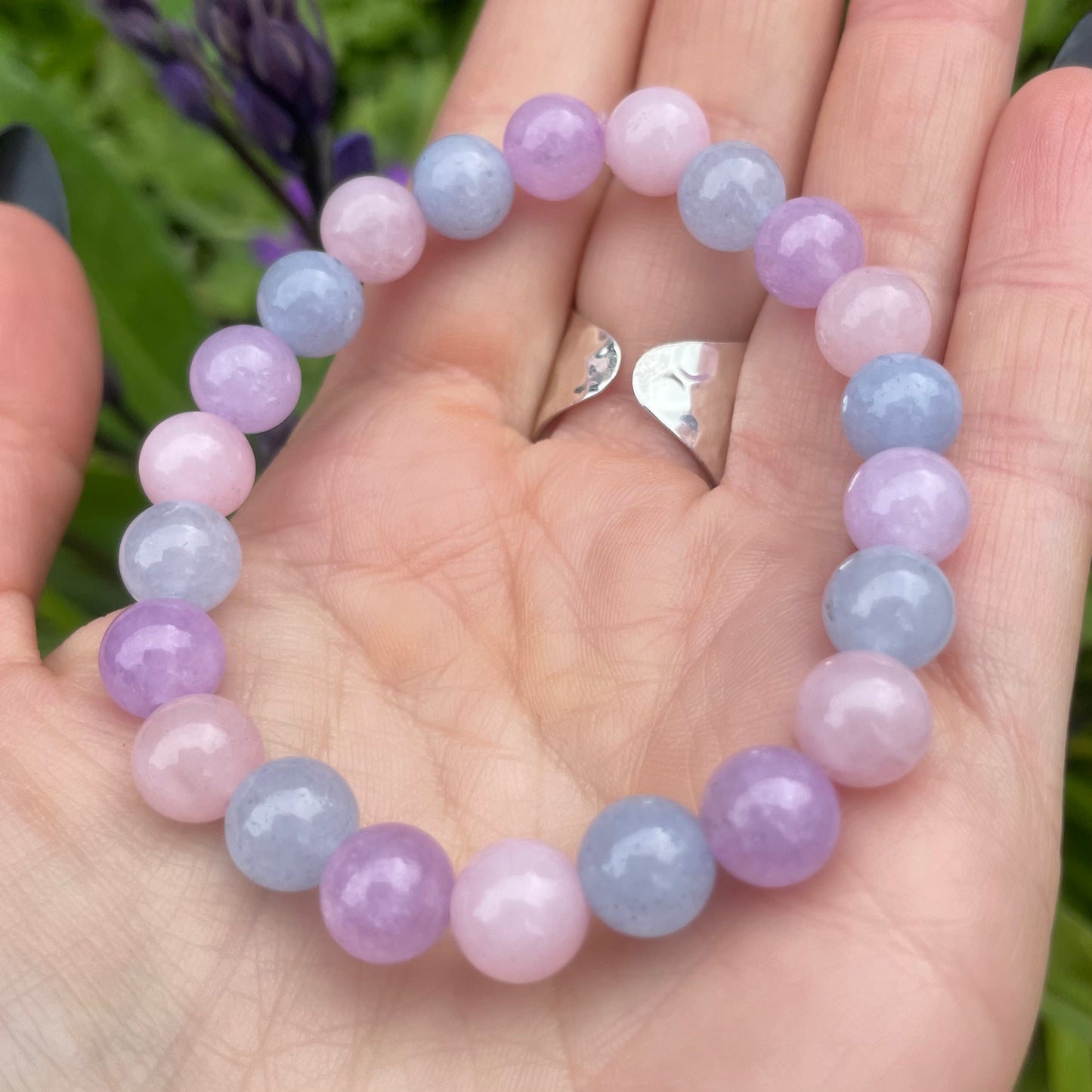 Rose Quartz, Lepidolite & Aquamarine Beaded Bracelet π©·π©΅π