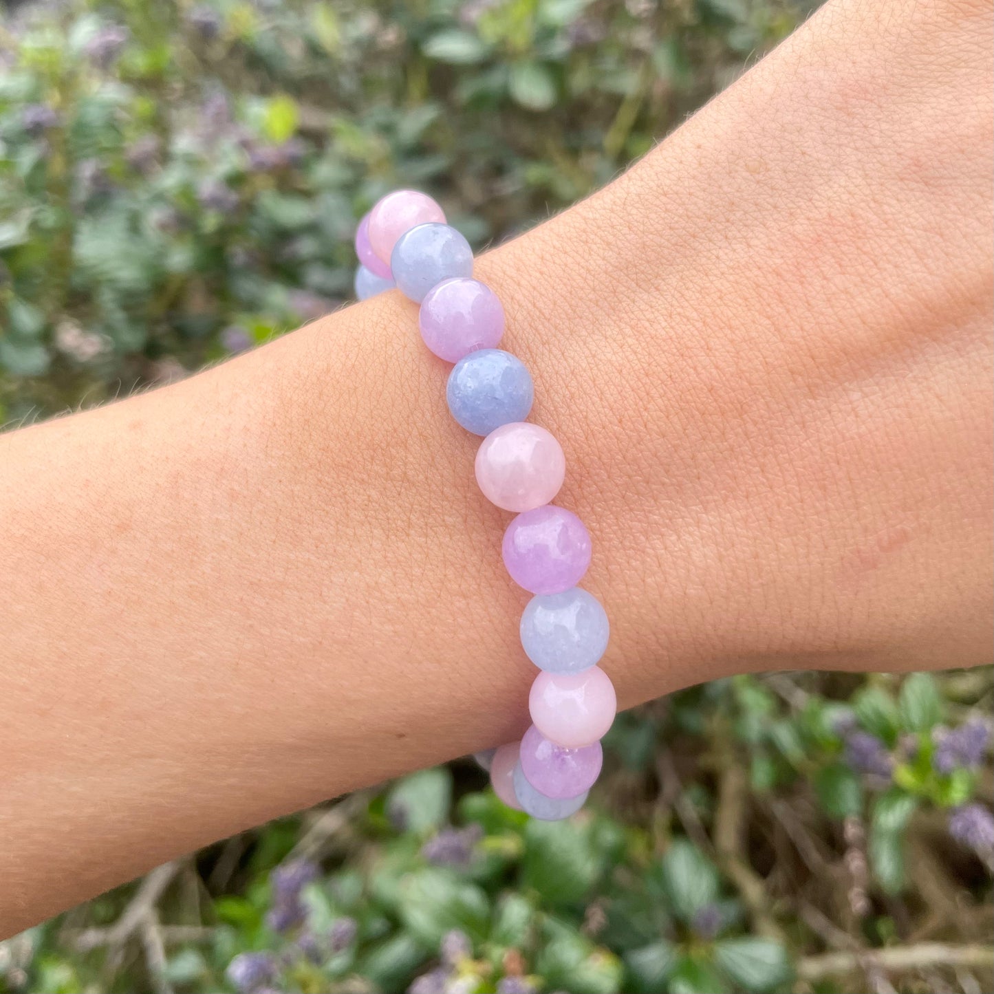 Rose Quartz, Lepidolite & Aquamarine Beaded Bracelet π©·π©΅π