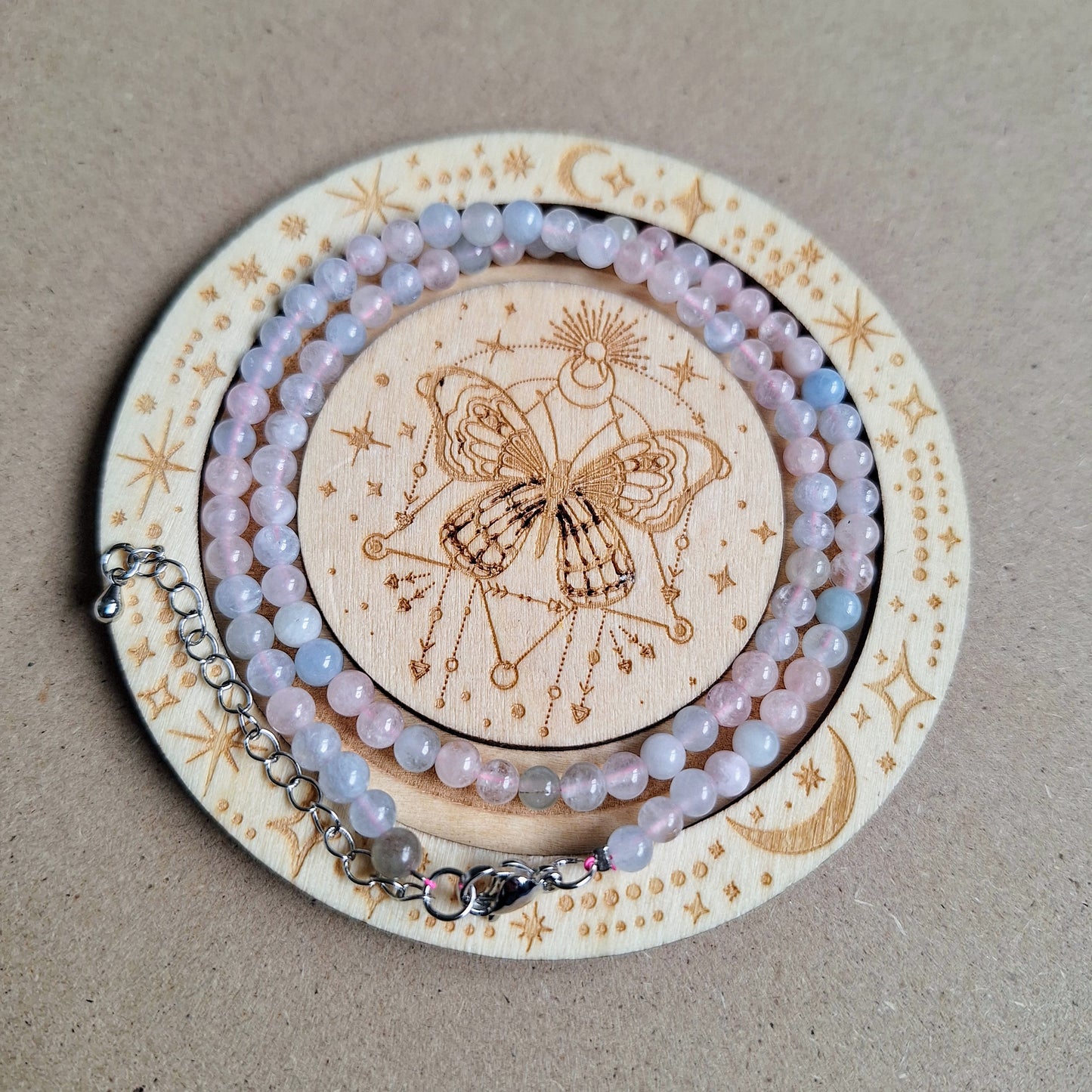 Morganite 4mm choker necklace crystal healing
