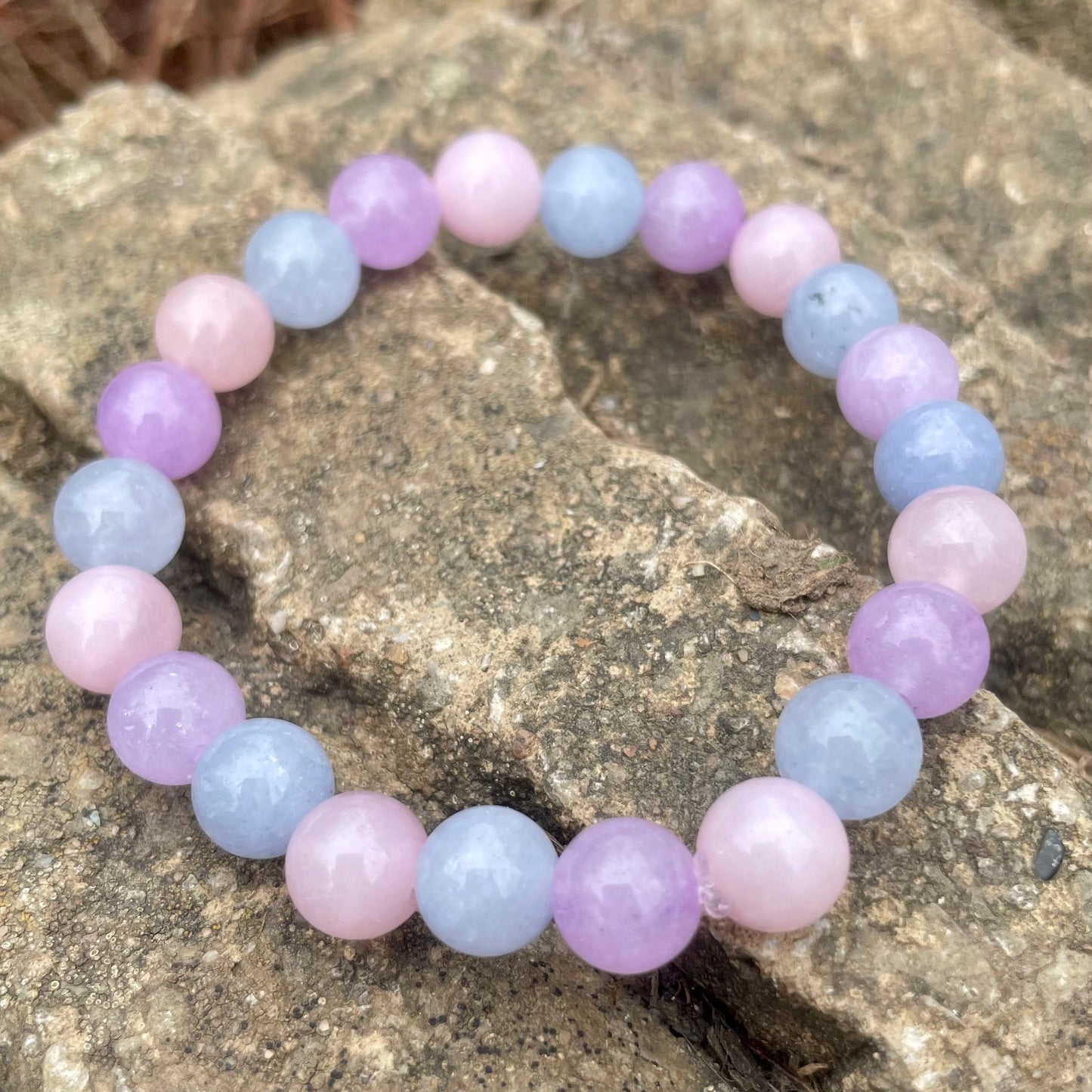 Rose Quartz, Lepidolite & Aquamarine Beaded Bracelet π©·π©΅π