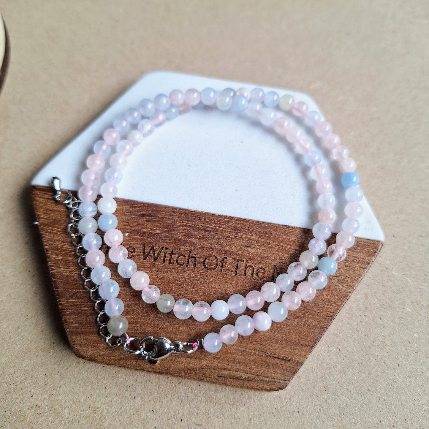 Morganite 4mm choker necklace crystal healing