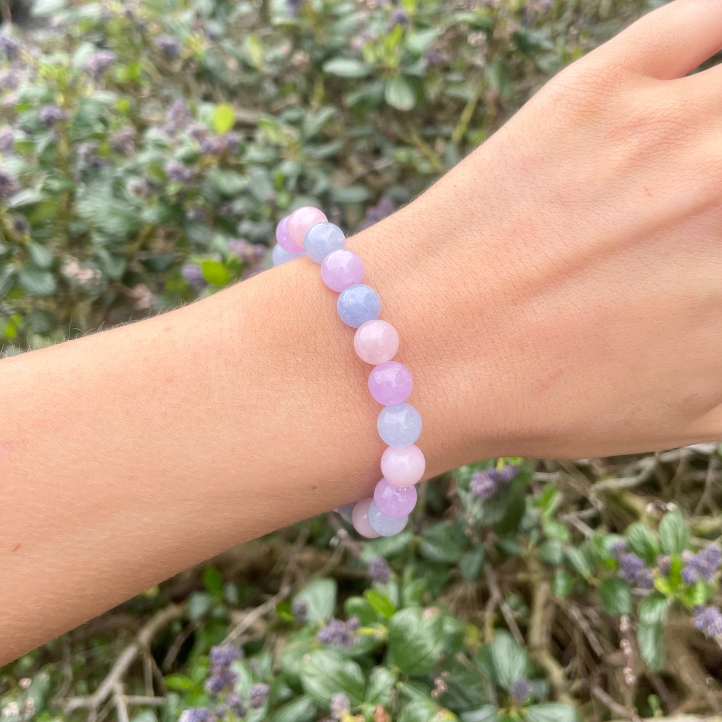 Rose Quartz, Lepidolite & Aquamarine Beaded Bracelet π©·π©΅π