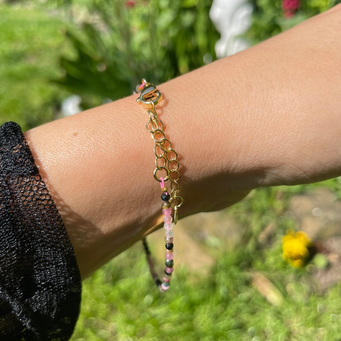 Mixed Tourmaline Adjustable Minimalist Bracelet